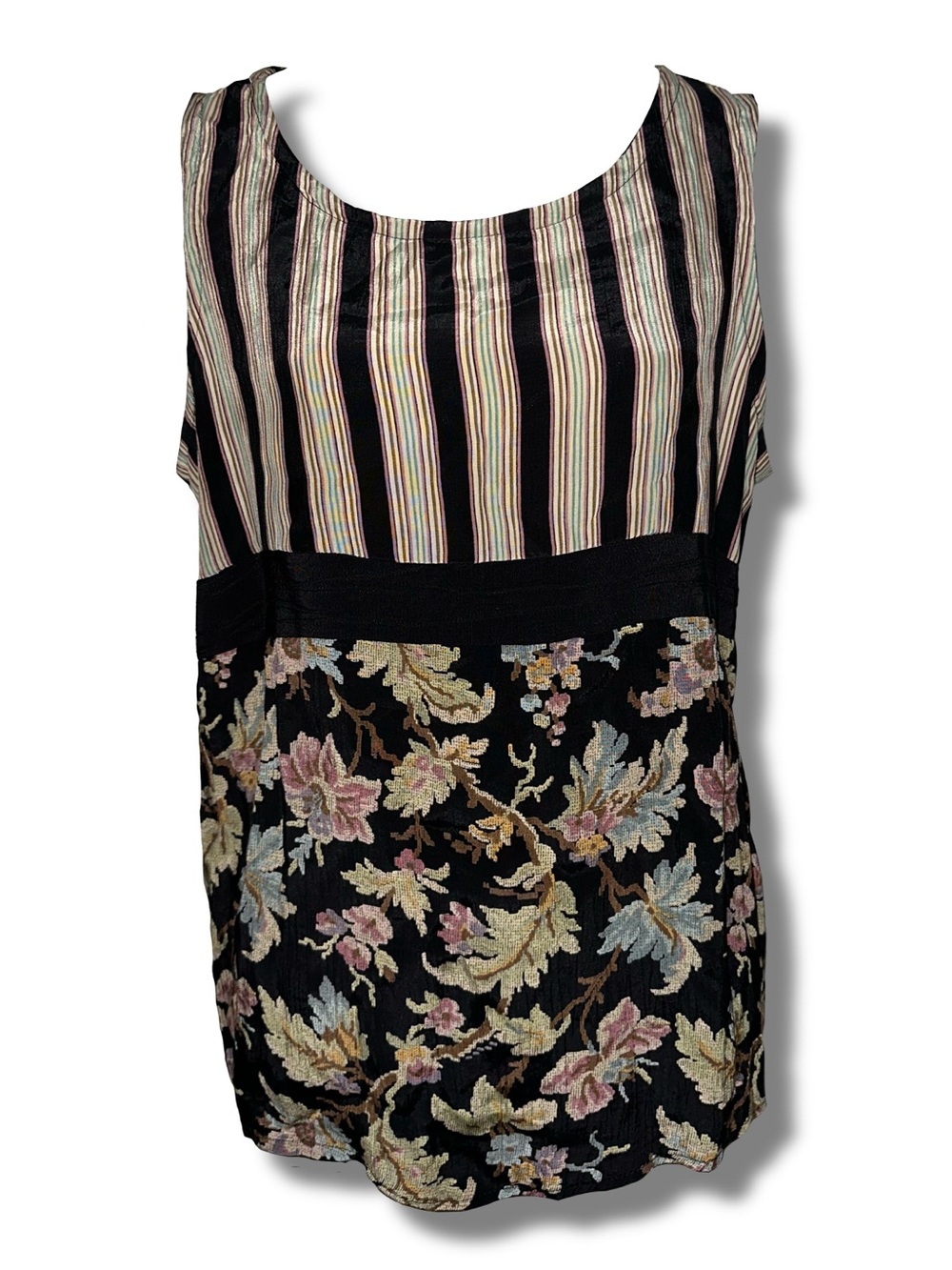 Vtg Striped Floral Tank Top